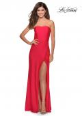 Picture of: Strapless Gown With Double Criss Cross Open Back in Neon Coral, Style: 28944, Detail Picture 4