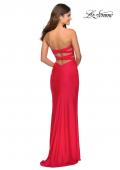 Picture of: Strapless Gown With Double Criss Cross Open Back in Neon Coral, Style: 28944, Detail Picture 5