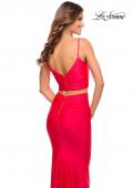 Picture of: Neon Two Piece Jersey Long Prom Dress in Neon Coral, Style: 30678, Detail Picture 6