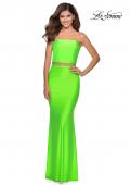 Picture of: Tube Top Two Piece Long Neon Prom Dress in Neon Green, Style: 28972, Detail Picture 1