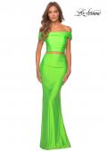 Picture of: Neon Two Piece Prom Dress with Off the Shoulder Top in Neon Green, Style: 29146, Detail Picture 1
