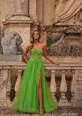 Picture of: Neon A-Line Tulle Prom Dress with Rhinestone Fishnet Bodice in Bright Green, Style: 32445, Detail Picture 2