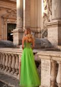 Picture of: Neon A-Line Tulle Prom Dress with Rhinestone Fishnet Bodice in Bright Green, Style: 32445, Detail Picture 3
