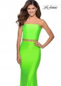 Picture of: Tube Top Two Piece Long Neon Prom Dress in Neon Green, Style: 28972, Detail Picture 5