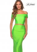 Picture of: Neon Two Piece Prom Dress with Off the Shoulder Top in Neon Green, Style: 29146, Detail Picture 5