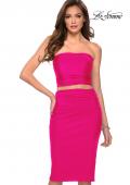 Picture of: Two Piece Hot Pink Party Dress with Midi Skirt in Neon Pink, Style: 29566, Main Picture