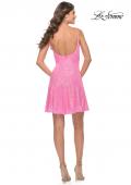 Picture of: Short Modern Skater Dress in Bright Colors in Neon Pink, Style: 31077, Detail Picture 9