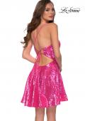 Picture of: Neon Sequin Homecoming Dress with Lace Up Back in Neon Pink, Style: 29344, Back Picture