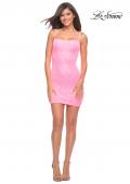 Picture of: Neon Short Simple Sequin Dress with Square Neckline in Neon Pink, Detail Picture 1