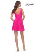 Picture of: Short Flare Dress with V Neckline and Fitted Waist in Neon Pink in Neon Pink, Style: 30979, Detail Picture 2