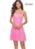 Picture of: Short Modern Skater Dress in Bright Colors in Neon Pink, Style: 31077, Detail Picture 2