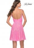 Picture of: Short Modern Skater Dress in Bright Colors in Neon Pink, Style: 31077, Detail Picture 3
