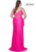Picture of: Rhinestone Embellished Jersey Dress with Lace Illusion Back in Neon Pink, Style: 31309, Detail Picture 12