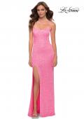 Picture of: Neon Sequin Prom Dress with Square Neckline in Neon Pink, Style 29986, Main Picture