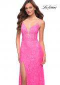 Picture of: Stretch Lace Prom Dress in Neon Pink in Neon Pink, Style 29987, Main Picture