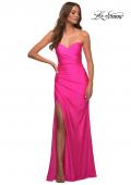Picture of: Neon Strapless Sweetheart Jersey Evening Dress in Neon Pink, Main Picture