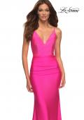 Picture of: Neon Jersey Dress with Rhinestone Beaded Top and V Neck in Pink, Style: 30601, Main Picture
