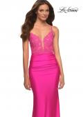 Picture of: Neon Prom Dress with Beautiful Lace Bodice and Jersey Skirt in Pink, Style: 30606, Main Picture