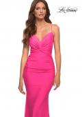 Picture of: Neon Prom Dress with Knot at Waist and Open Back in Pink, Style: 30611, Main Picture