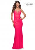 Picture of: Neon Stunning Luxe Jersey Dress with Deep V Neckline in Neon Pink, Main Picture