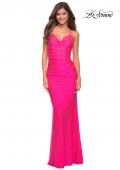 Picture of: Sparkle Rhinestone Long Jersey Prom Dress in Neon Pink in Neon Pink, Main Picture