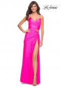 Picture of: Neon Prom Dress with Cut Outs at Hip and High Slit in Pink, Style: 30667, Main Picture