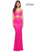 Picture of: Neon Two Piece Jersey Long Prom Dress in Neon Pink, Style: 30678, Main Picture