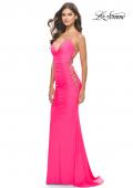 Picture of: Unique Jersey Dress with Open Criss Cross Sides in Neon in Neon Pink, Style: 31438, Main Picture