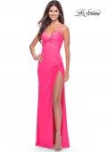Picture of: Soft Jersey Dress with Knot Detail on Bust and Hip in Neon in Neon Pink, Style: 31446, Main Picture