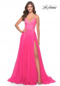 Picture of: A-line Gown with Sheer Floral Embellished Bodice in Neon Pink in Neon Pink, Style: 31506, Main Picture