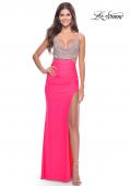 Picture of: Cut Out Prom Dress with Rhinestone Top in Neon Pink, Style: 31571, Main Picture