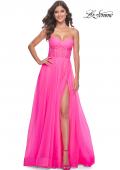 Picture of: Neon Strapless Sweetheart A-Line Corset Prom Dress in Neon Pink, Style: 32341, Main Picture