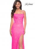 Picture of: Stretch Lace Prom Dress with Boning Detail on Bodice in Pink, Style: 32423, Main Picture