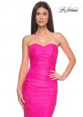 Picture of: Neon Rhinestone Embellished Jersey Dress with Strapless Sweetheart Top in Neon Pink, Style: 32436, Main Picture
