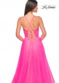 Picture of: Tulle Dress with Full Skirt and Sheer Lace Bodice in Neon Pink, Style: 32306, Detail Picture 8