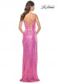 Picture of: Bustier Sequin Neon Prom Dress with Lace Up Back in Neon Pink, Style: 31965, Detail Picture 16