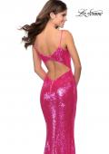 Picture of: Trendy Sequin Dress with Cut Out Open Back in Neon Pink, Style: 28937, Back Picture