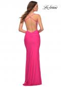 Picture of: Neon Prom Dress with Knot at Waist and Open Back in Pink, Style: 30611, Back Picture