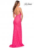 Picture of: Gorgeous Neon Pink Tulle and Lace Mermaid Gown in Neon Pink, Style: 30676, Back Picture