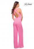 Picture of: Neon Pink Sequin Jumpsuit with Criss Cross Back in Neon Pink, Style: 30811, Back Picture