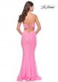 Picture of: Fitted Stretch Sequin Dress with Open Back and Defined Cups in Neon in Neon Pink, Style: 31199, Back Picture