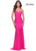 Picture of: Dramatic Rhinestone Dress with Sheer Details and Train in Bright Colors in Neon Pink, Style: 31403, Back Picture