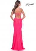 Picture of: Prom Dress with Cut Out Sides and Low Open Back in Neon in Neon Pink, Style: 31428, Back Picture
