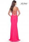Picture of: Modern Jersey Dress with Twist Band Details in Neon in Neon Pink, Style: 31439, Back Picture