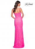 Picture of: Stretch Lace Prom Dress with Boning Detail on Bodice in Pink, Style: 32423, Back Picture