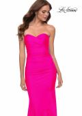 Picture of: Simple Ruched Jersey Gown with Sweetheart Neckline in Neon Pink, Style 29963, Detail Picture 1