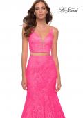 Picture of: Two Piece Gown with Mermaid Skirt and Sheer Sides in Neon Pink, Style 29967, Detail Picture 1