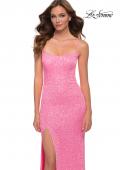 Picture of: Neon Sequin Prom Dress with Square Neckline in Neon Pink, Style 29986, Detail Picture 1