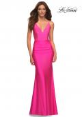 Picture of: Neon Jersey Dress with Rhinestone Beaded Top and V Neck in Pink, Style: 30601, Detail Picture 1