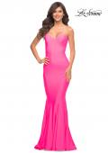Picture of: Neon Pink Chic Jersey Gown with Sweetheart Neckline in Pink, Style: 30648, Detail Picture 1